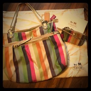 Coach tote and wristlet multi color